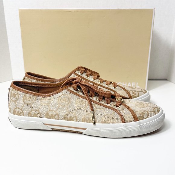 New MICHAEL Kors Women's Monogram Mocha Size 9 M Tan and Brown - Picture 13 of 15